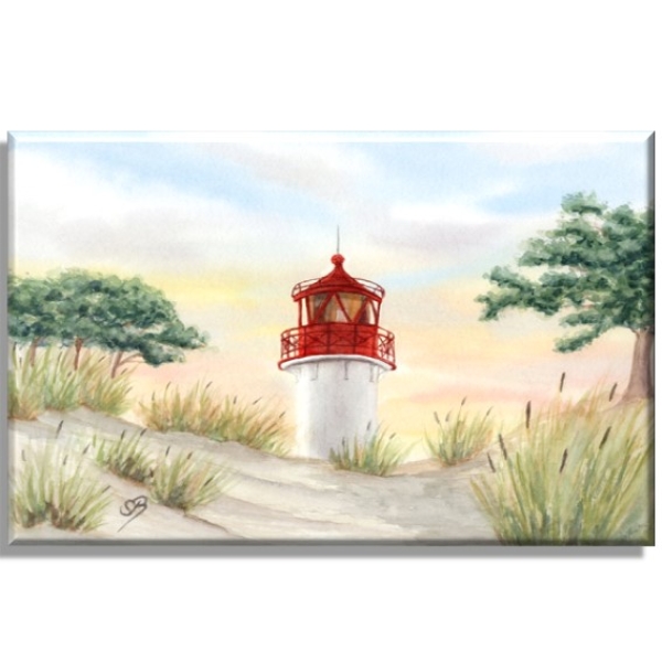 Leinwand 40 x 30 cm Keilrahmen Canvas-Leinen Aquarell Maritim Kunst Druck Kunstdruck Ostsee Kleiner Leuchtturm Hiddensee Rügen Strand Dünen